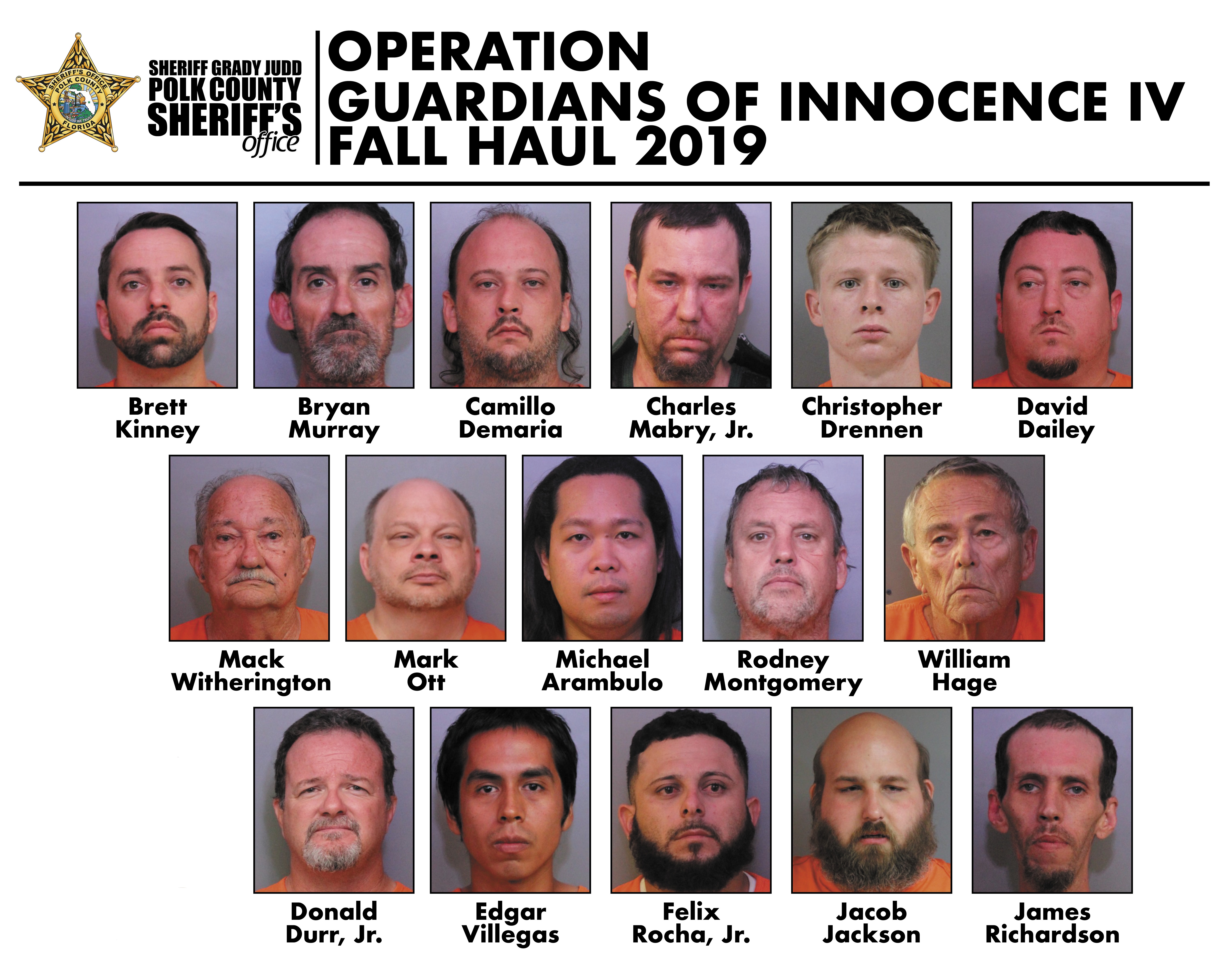 Polk County Sheriffs Office Computer Crimes Unit arrests 17 during Operation Guardians of Innocence IV Fall Haul